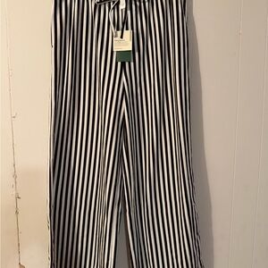 HALARA Black & White Vertical Stripe Wide Leg Pants